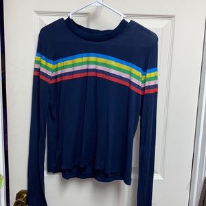Navy blue rainbow striped long sleeve